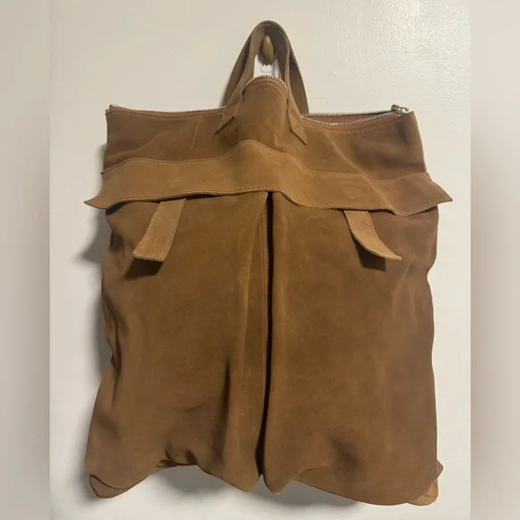 Men's H&M Atelier Suede Tote Bag Brown Large Minimalist Leather Shopper A/W 2025 - Picture 3 of 12